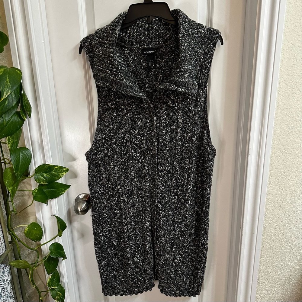 Lane Bryant Women's 18/20 WOOL Blend Knit Sweater Long Open Front Snap Up Vest